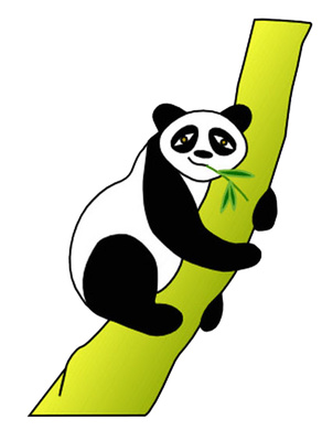 Panda Clipart, Cartoon Bear Climbing Bamboo Tree