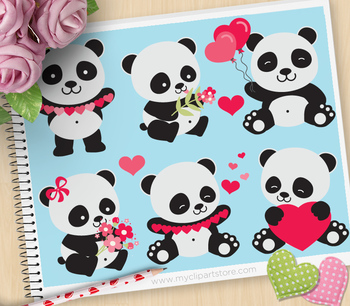 Clipart panda love.