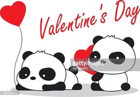 panda clipart valentines