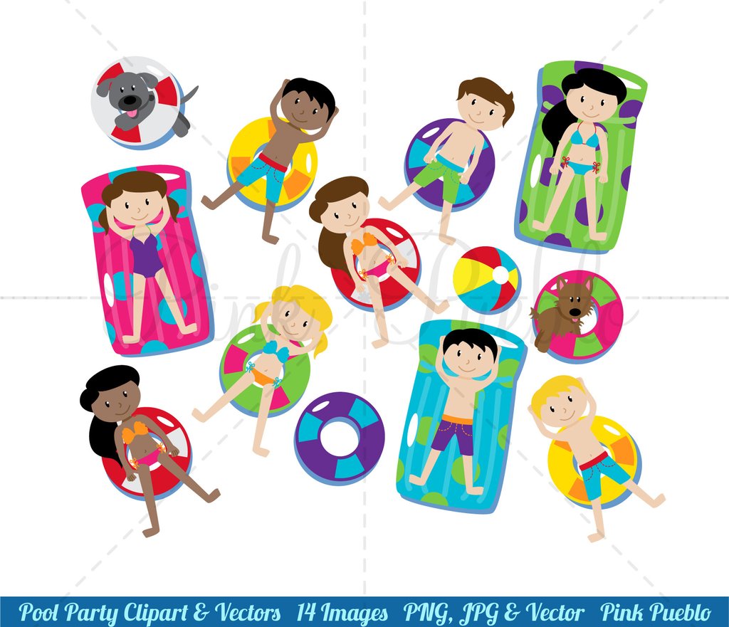 Pool Party Clipart and Vectors