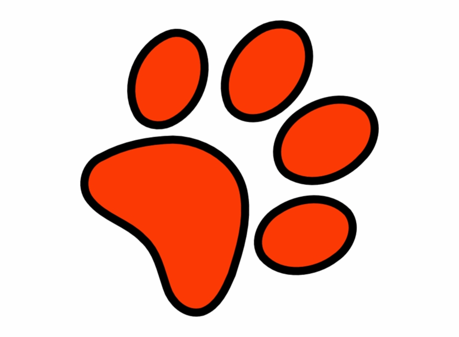 Red paw print.