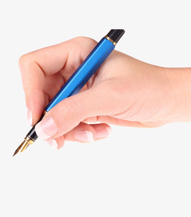 Hand holding pen.