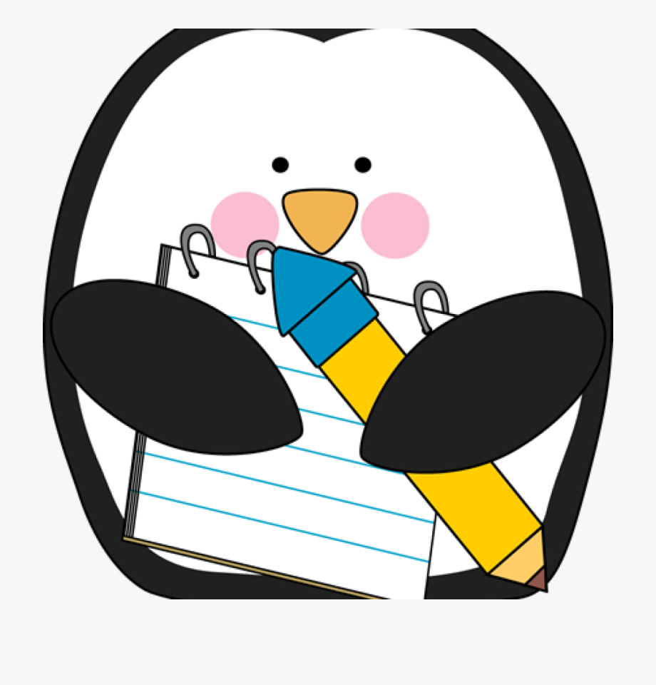 Penguin Clip Art Penguin With A Notepad And Pencil