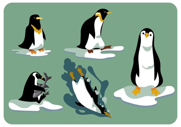 Penguins Clipart Set Vector