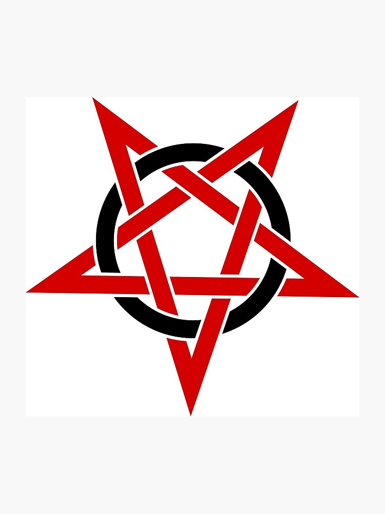 Upside Down Red Pentagram in Black Circle