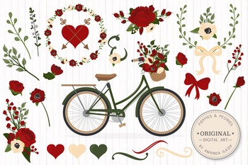 Traditional Christmas Floral Bicycle Vectors