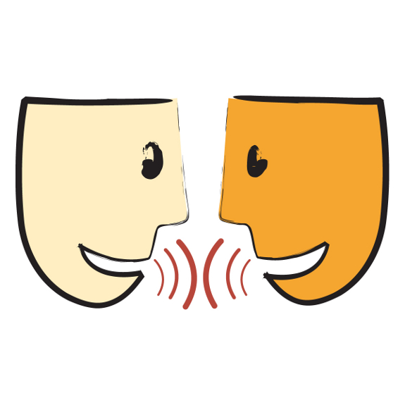 People talking face to face clipart