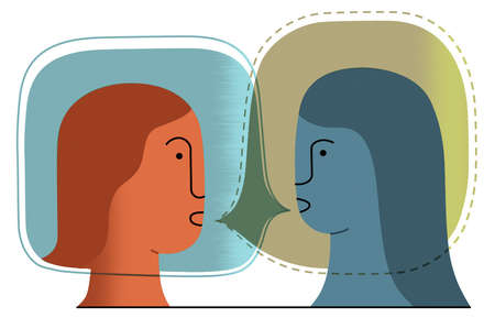 People talking face to face clipart