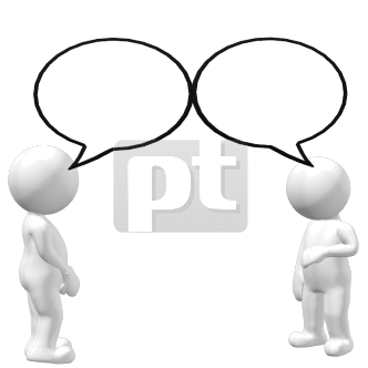 Two People with Speech Bubbles Talking Animated Clipart
