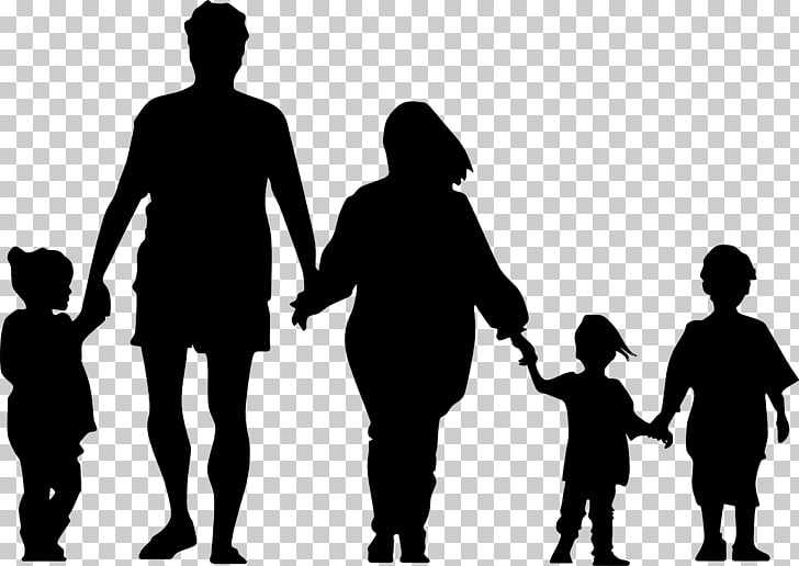 Family silhouette holding.