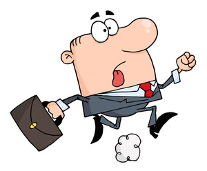 Employee clipart image person running because he