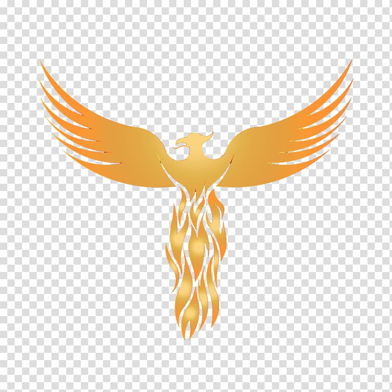 Orange phoenix animated illustration, Logo Phoenix Graphic