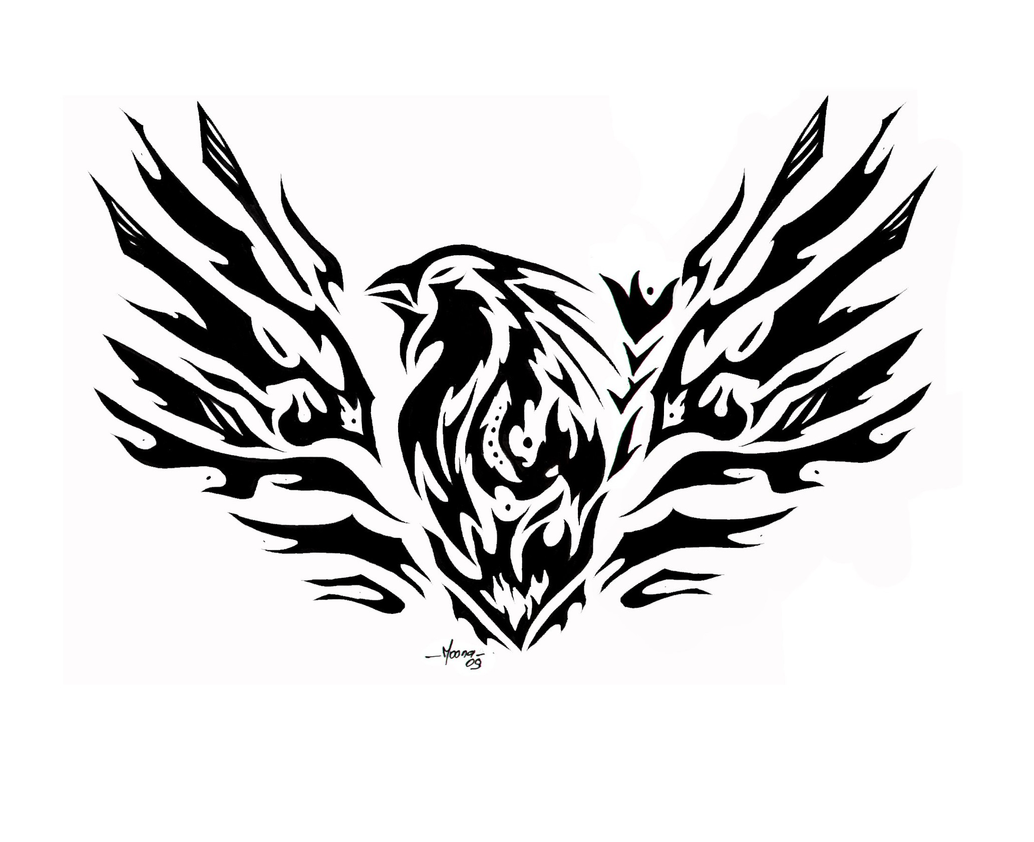 Tribal Tattoo Dragon Phoenix Clipart