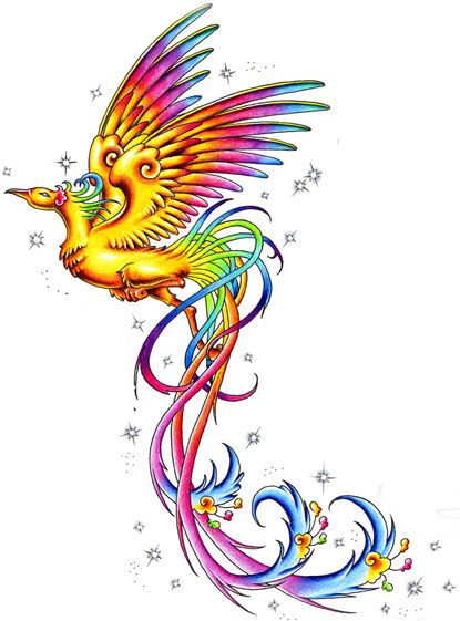 Rainbow phoenix tattoo. 