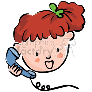 A Brown Haired Girl Talking on the phone clipart