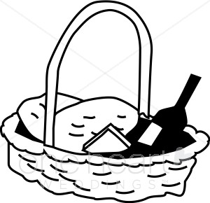 Black and White Picnic Basket Clipart