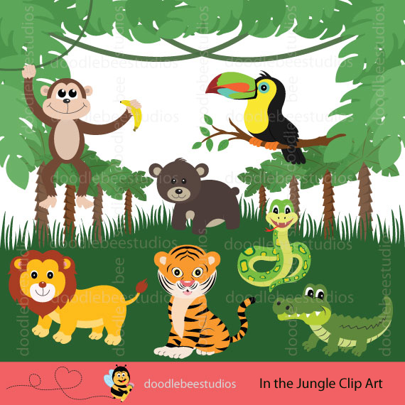 Jungle animals clipart.