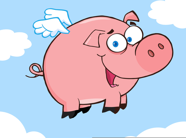 Animated flying pig.