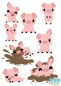 Cute pigs clipart.