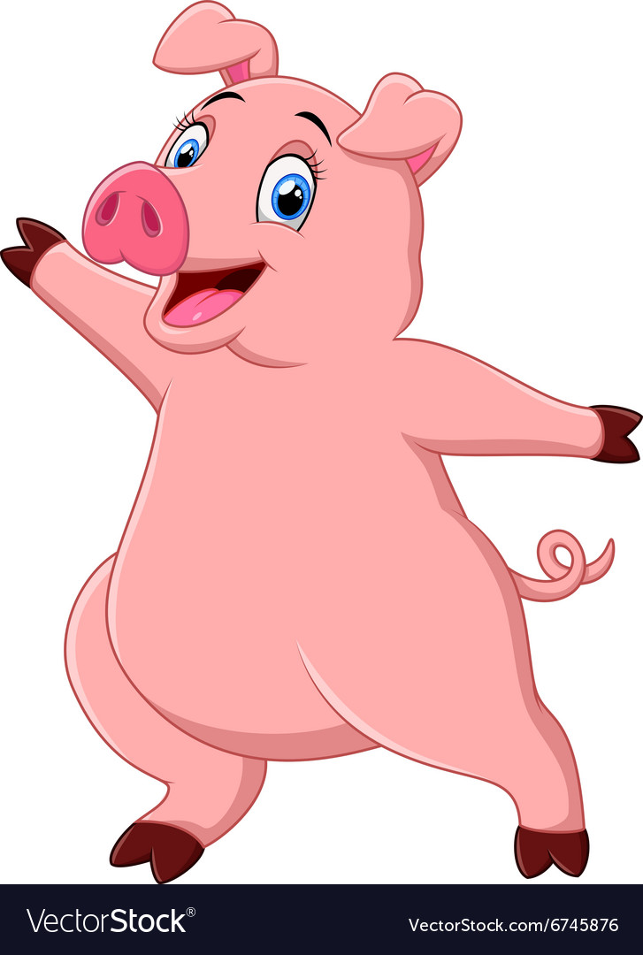 Cartoon happy pig.