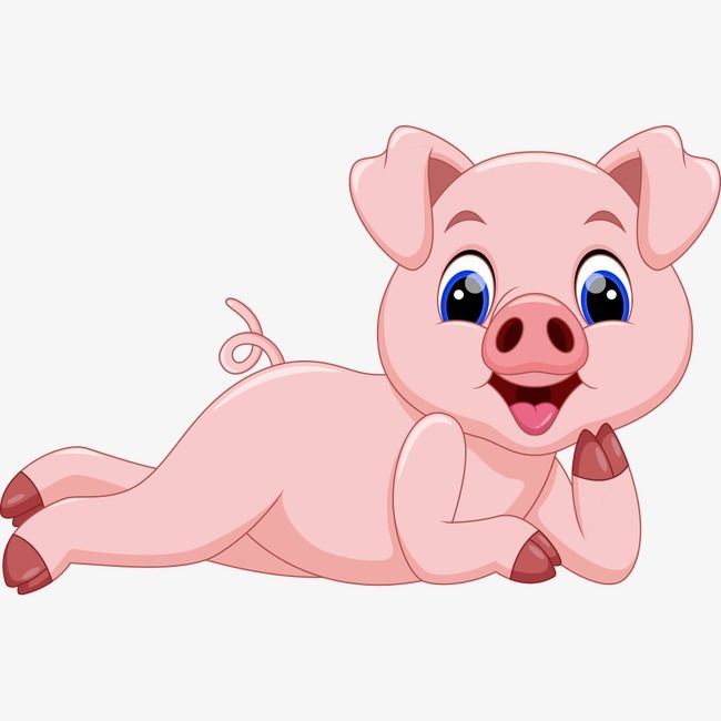 Happy Pig, Pig Clipart, Cartoon Comics, Animal Illustration