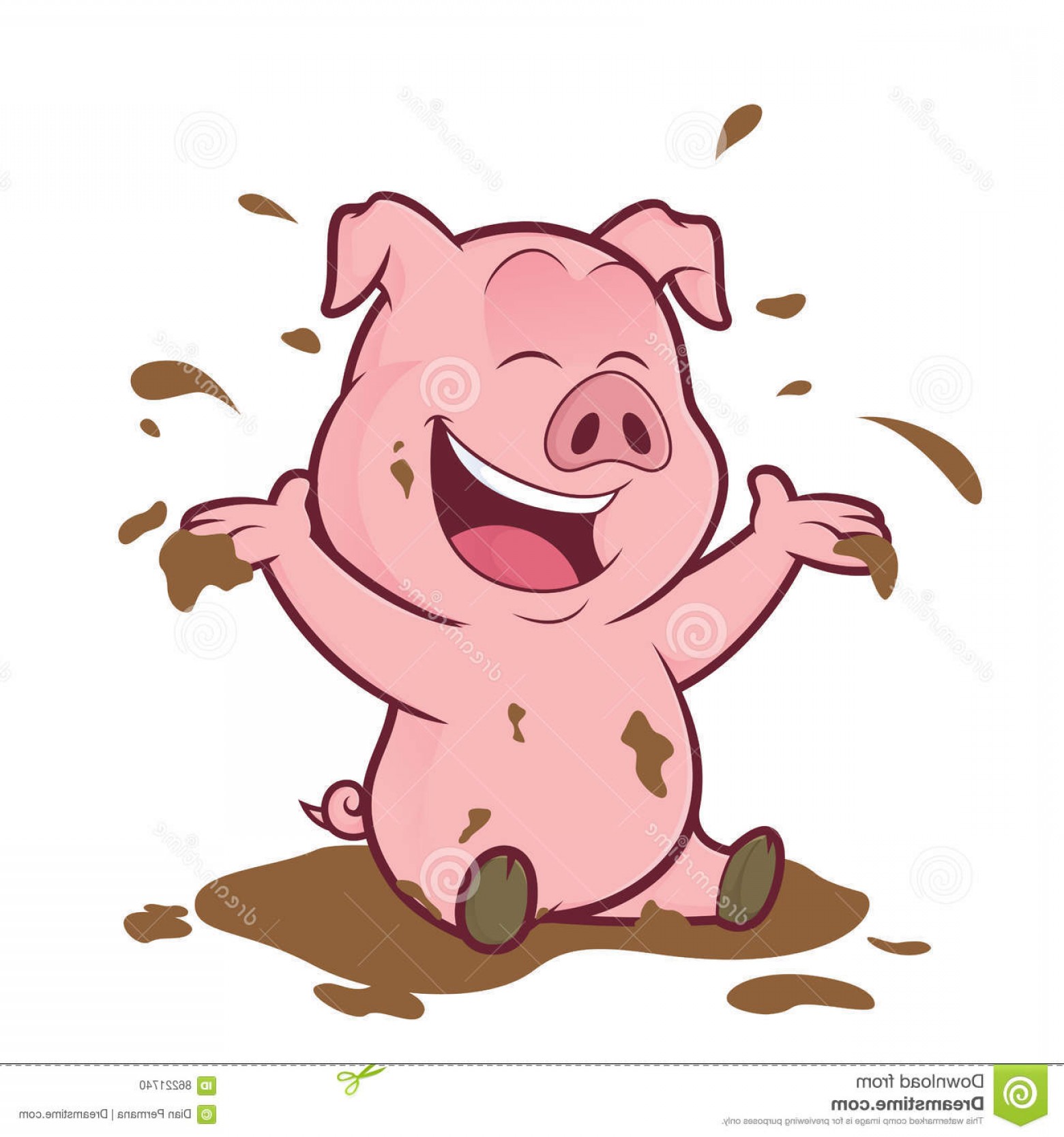 Stock Illustration Pig Playing Mud Clipart Picture Cartoon