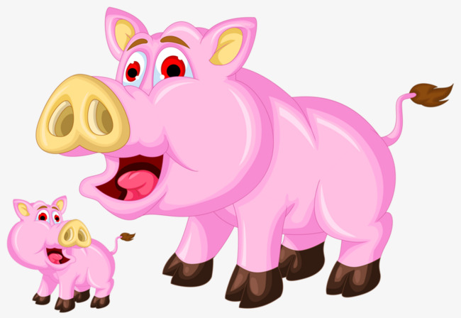 Pig and piglet clipart