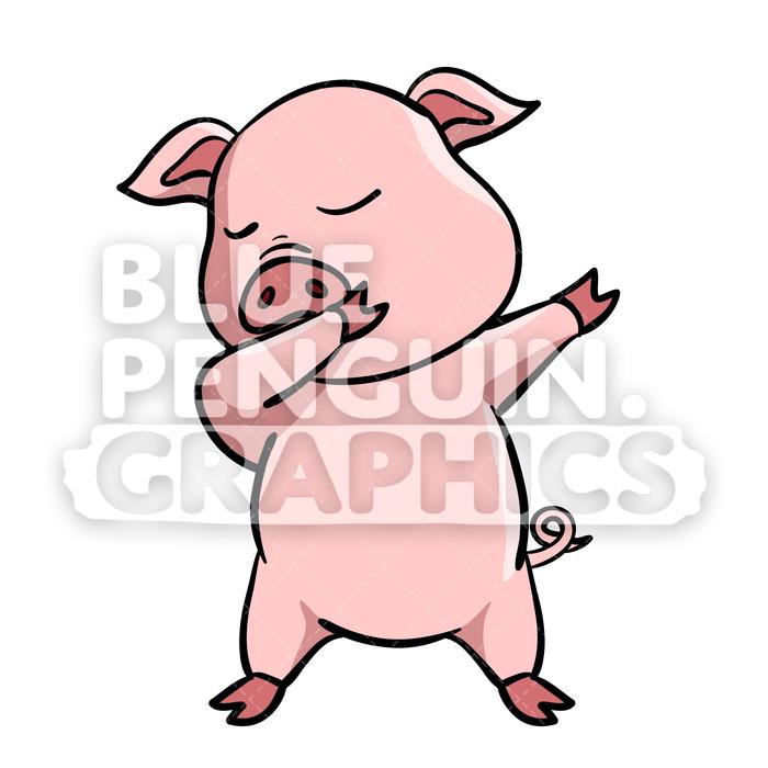 Pig Dabbing Vector Cartoon Clipart Illustration