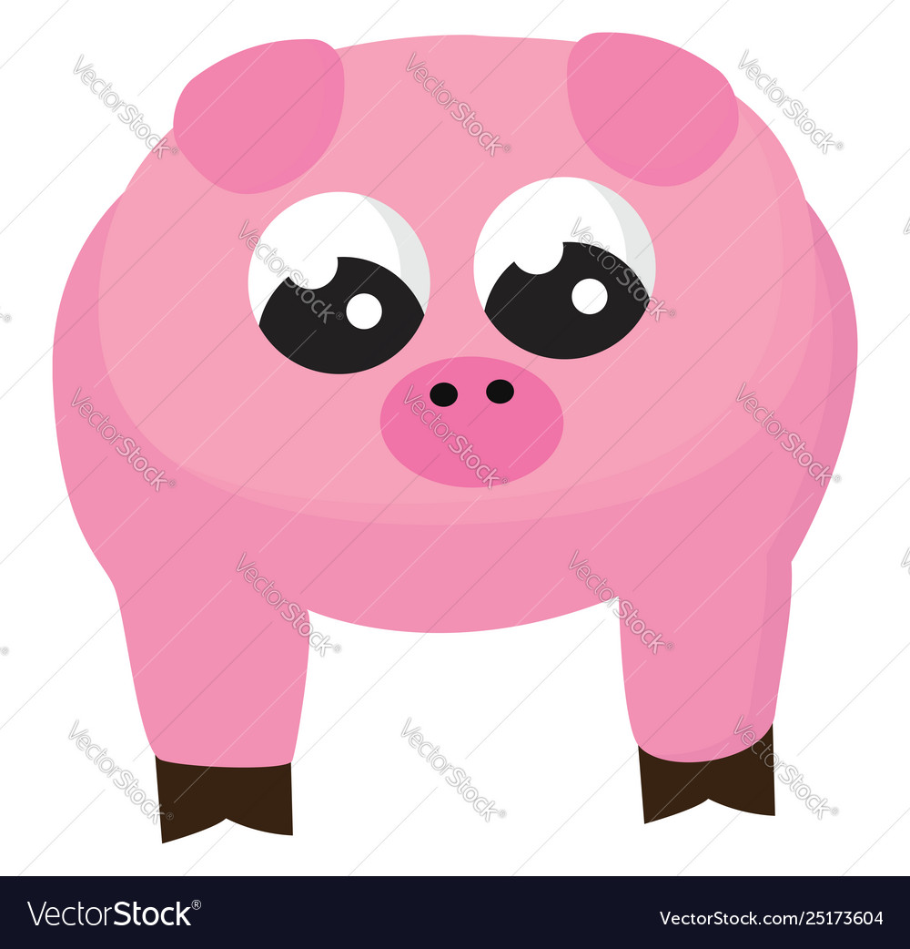 Clipart a cute pig pink over white background