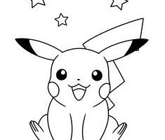 Pikachu black and white clipart