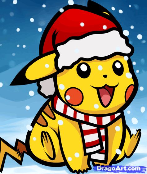 How to draw christmas pikachu