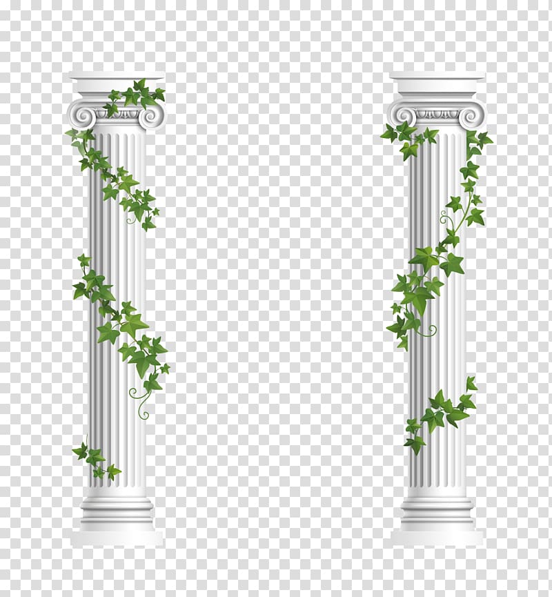 Two white pillars, Column Ionic order Euclidean , Decorative