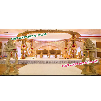 Hand Carved Wood Mandap Set,Latest Design Wedding Wooden Mandap With  Ganesha Statue,Indian Wedding Mandap Manufacturer