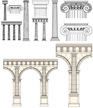 Temple pillars free vector download