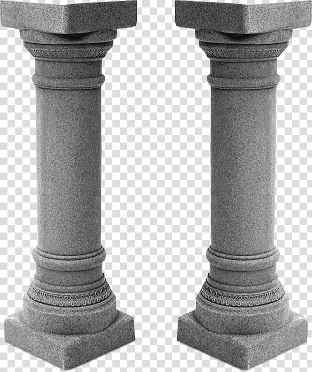Pillars, two gray balusters transparent background PNG
