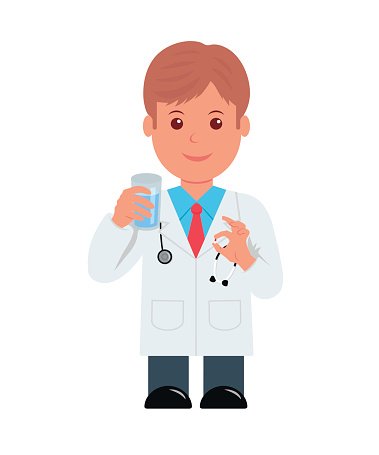 Doctor With Pill and Glass of Water IN stock vectors