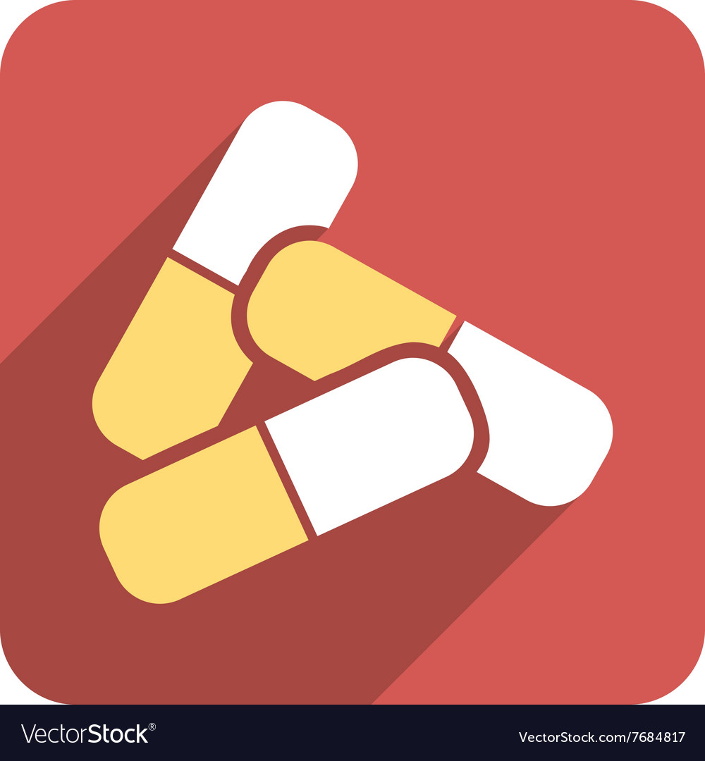 Pills Flat Rounded Square Icon with Long Shadow