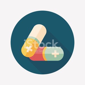 Pills Flat Icon With Long Shadow premium clipart