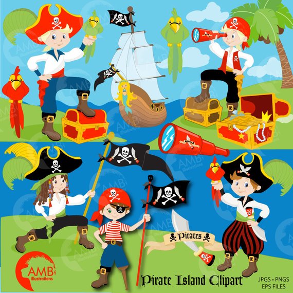 pirate clipart island