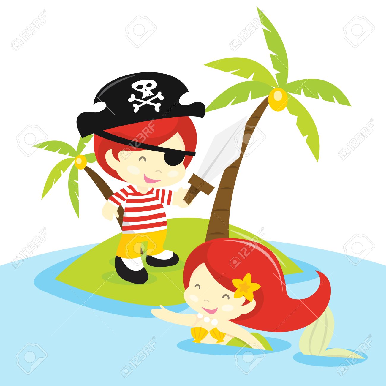Pirate and mermaid.