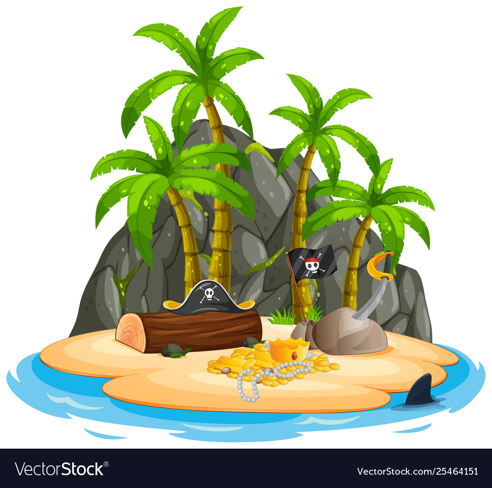 An isolated pirate island vector image
