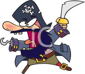 An Angry Pirate with a Hook and a Sword