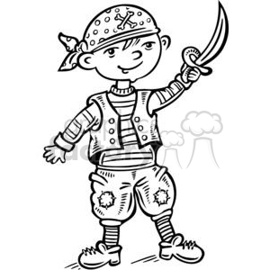 Child dressed up like a pirate clipart