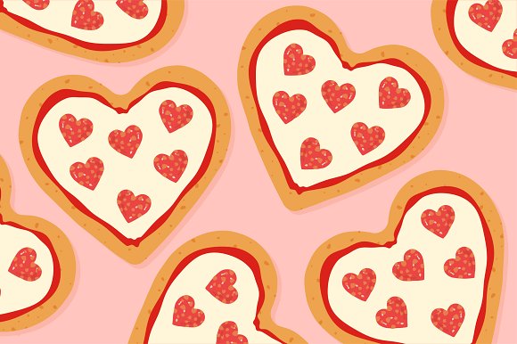 Heart shaped pizza clipart
