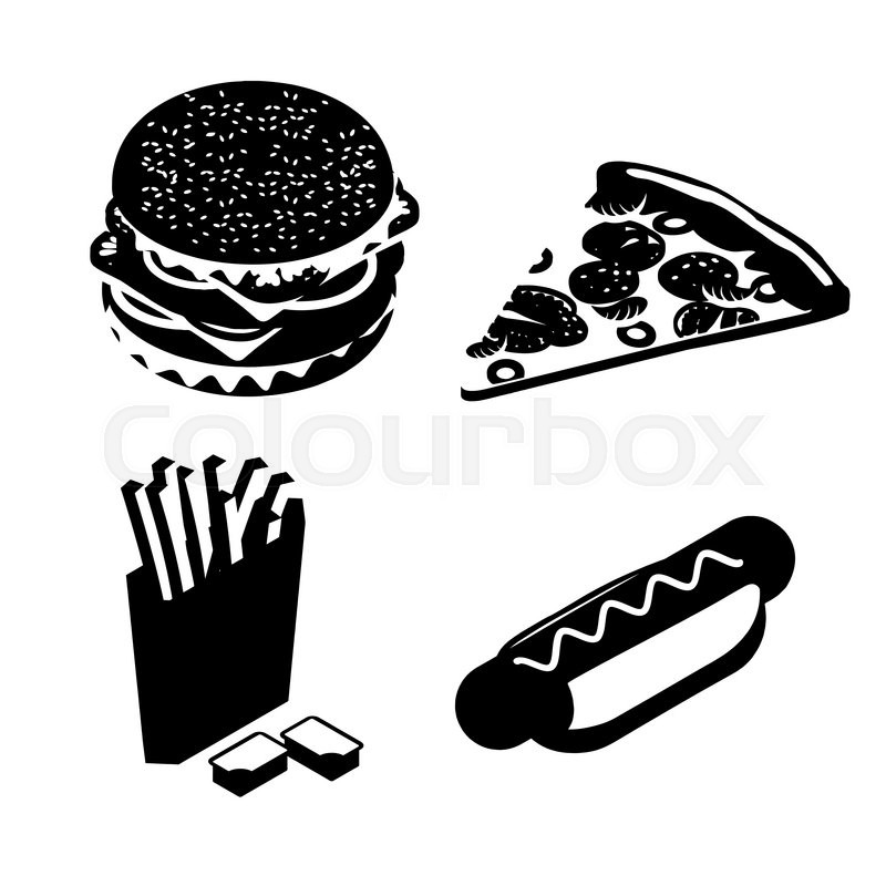Set Fast food silhouette