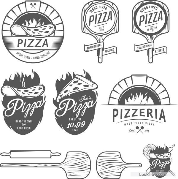 Vintage pizza logos design vectors free vector download