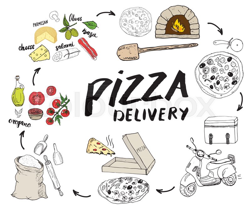 pizza ingredients clipart drawn