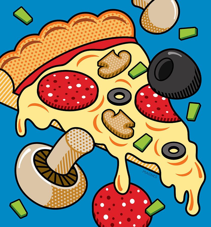 Pizza On Blue by Ron Magnes