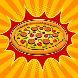 Round Pizza Pop Art Retro Sticker
