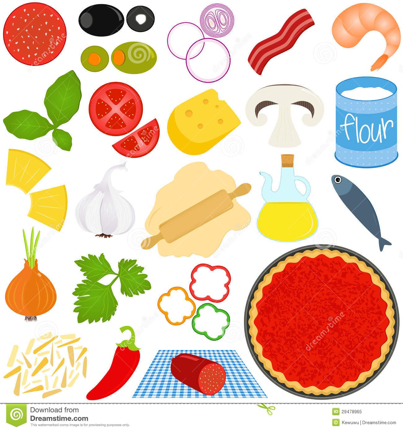 pizza ingredients clipart printable